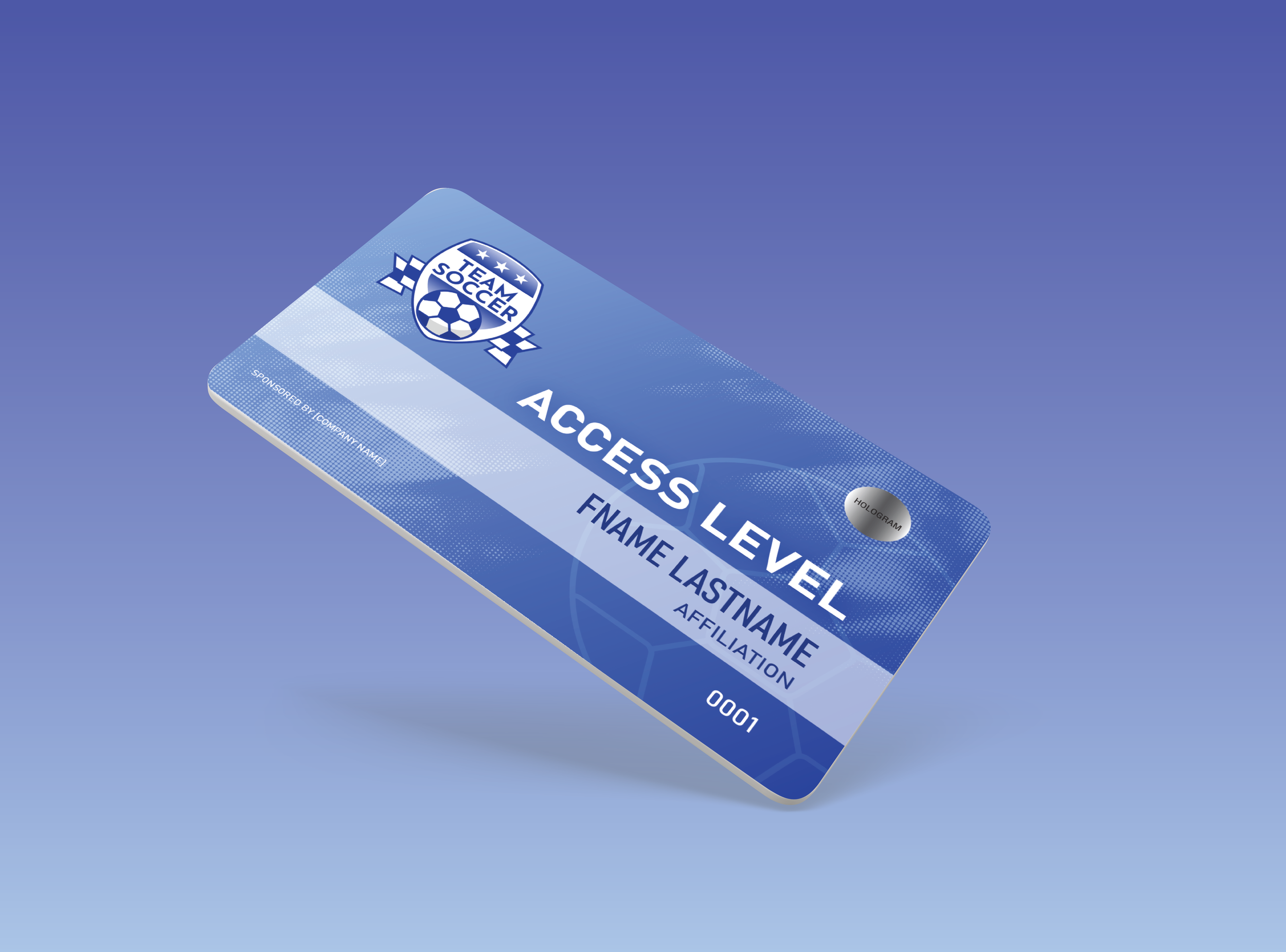 Soccer Team Access-Level Credential Mockup