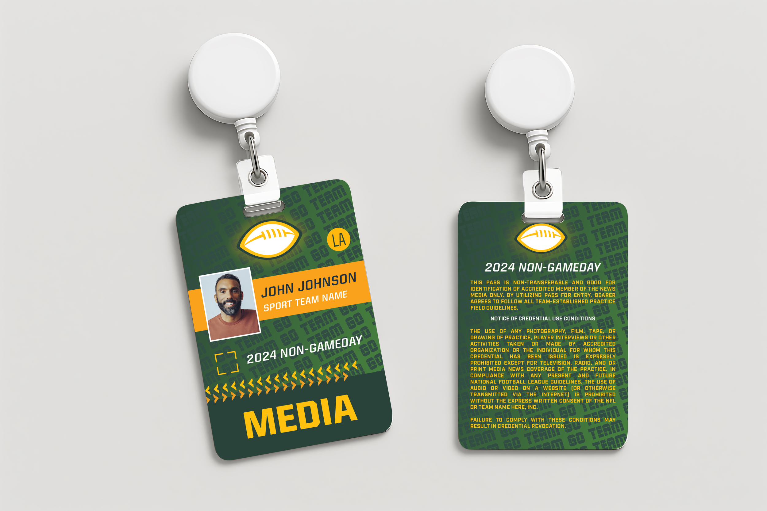 NFL Football Team Non-Gameday Credential Mockup 2025