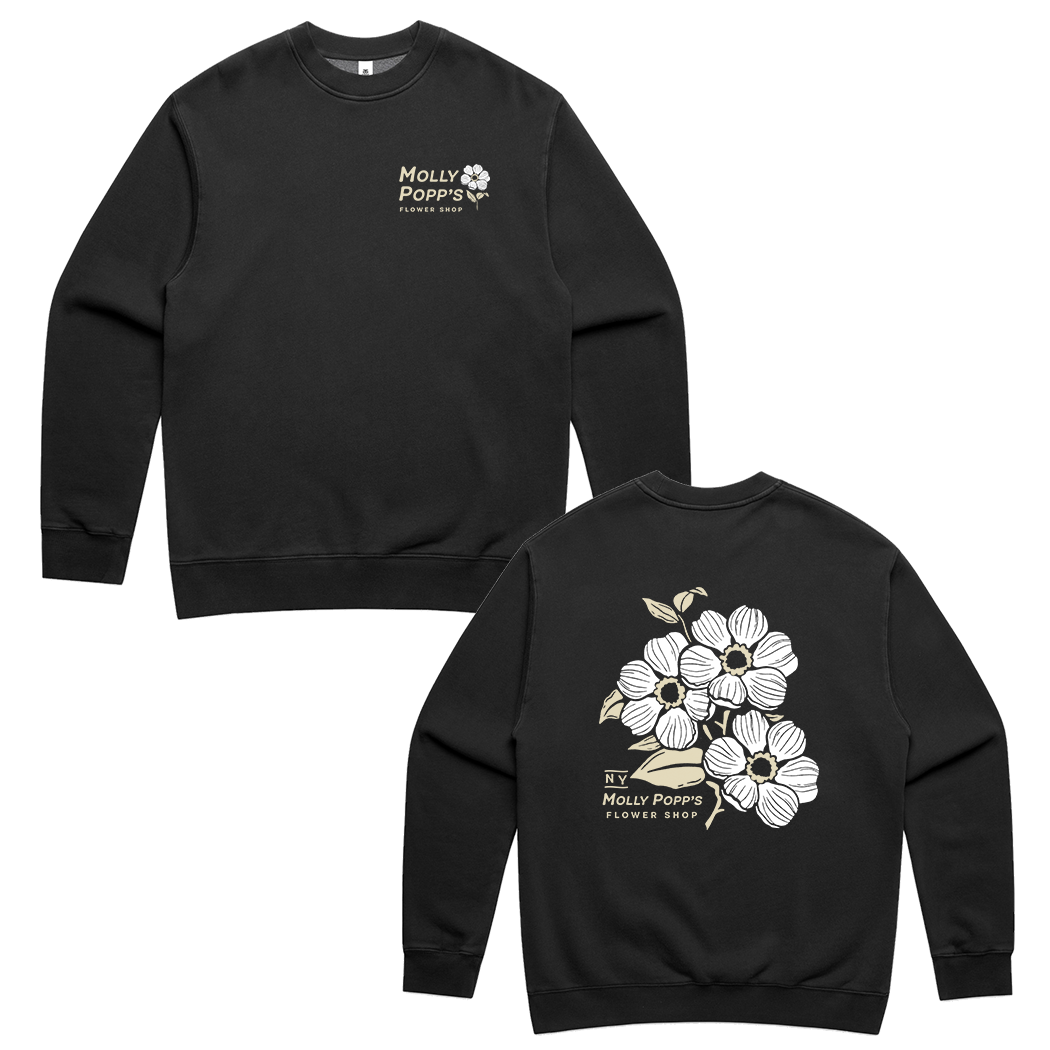 NY Flower Crewneck Faded Black