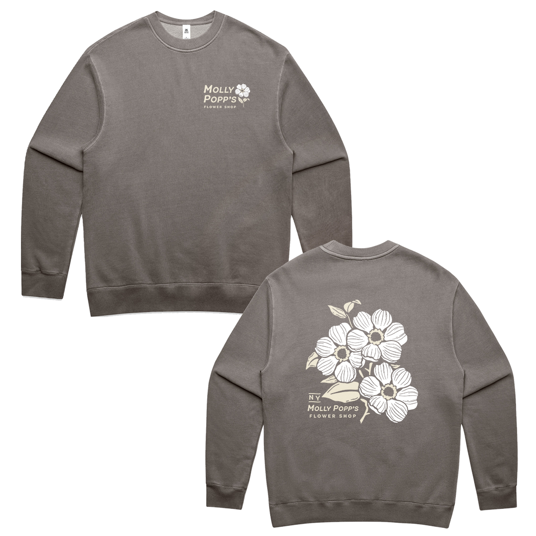 NY Flower Crewneck Faded Grey