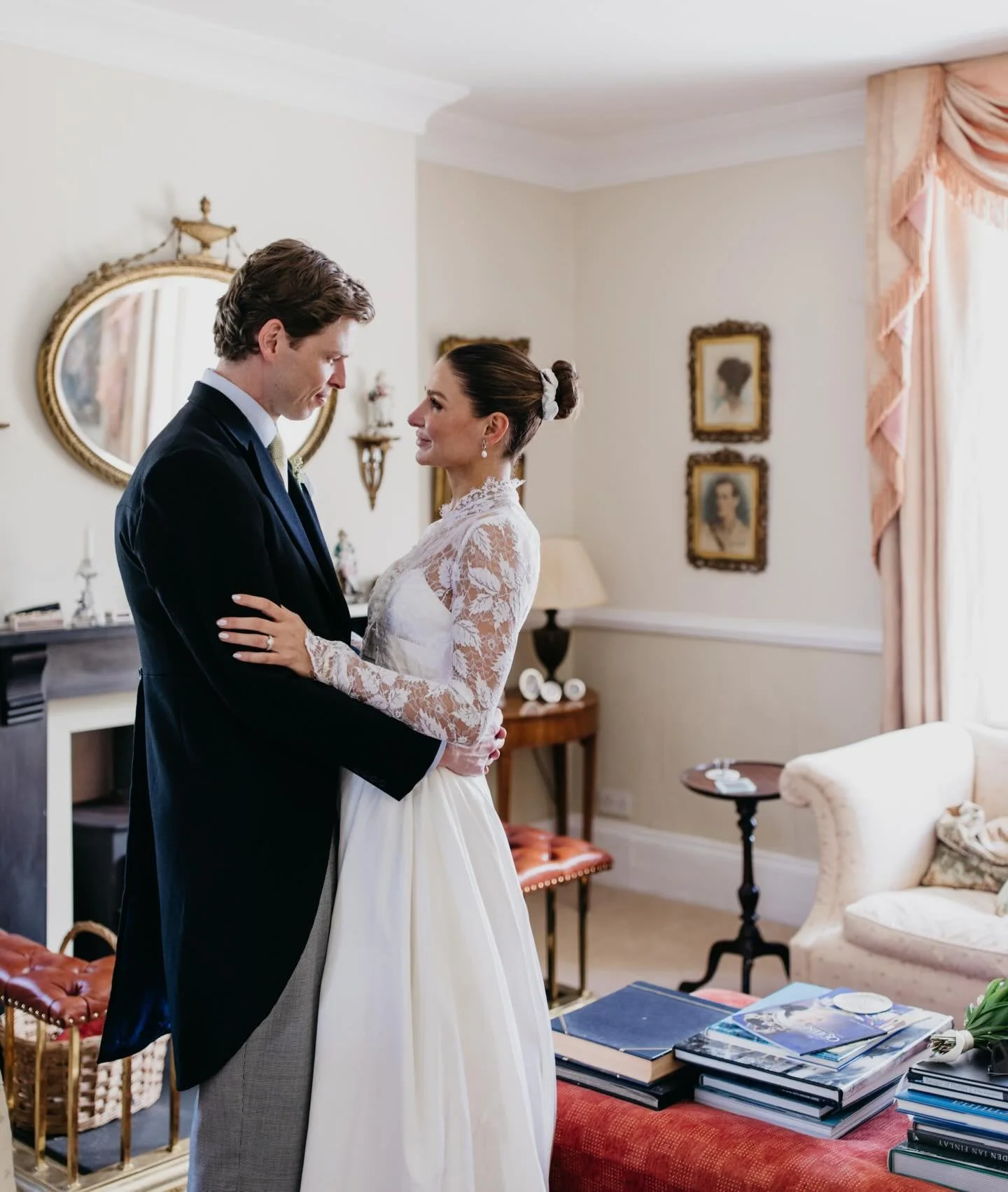 Happy Anniversary to Freddie &amp; Anuschka. 

A beautiful May wedding, with a quiet moment in the drawing room at Woodhayne Barton. 

While the house itself remains private, the drawing room can be booked on the morning of your wedding, offering a s