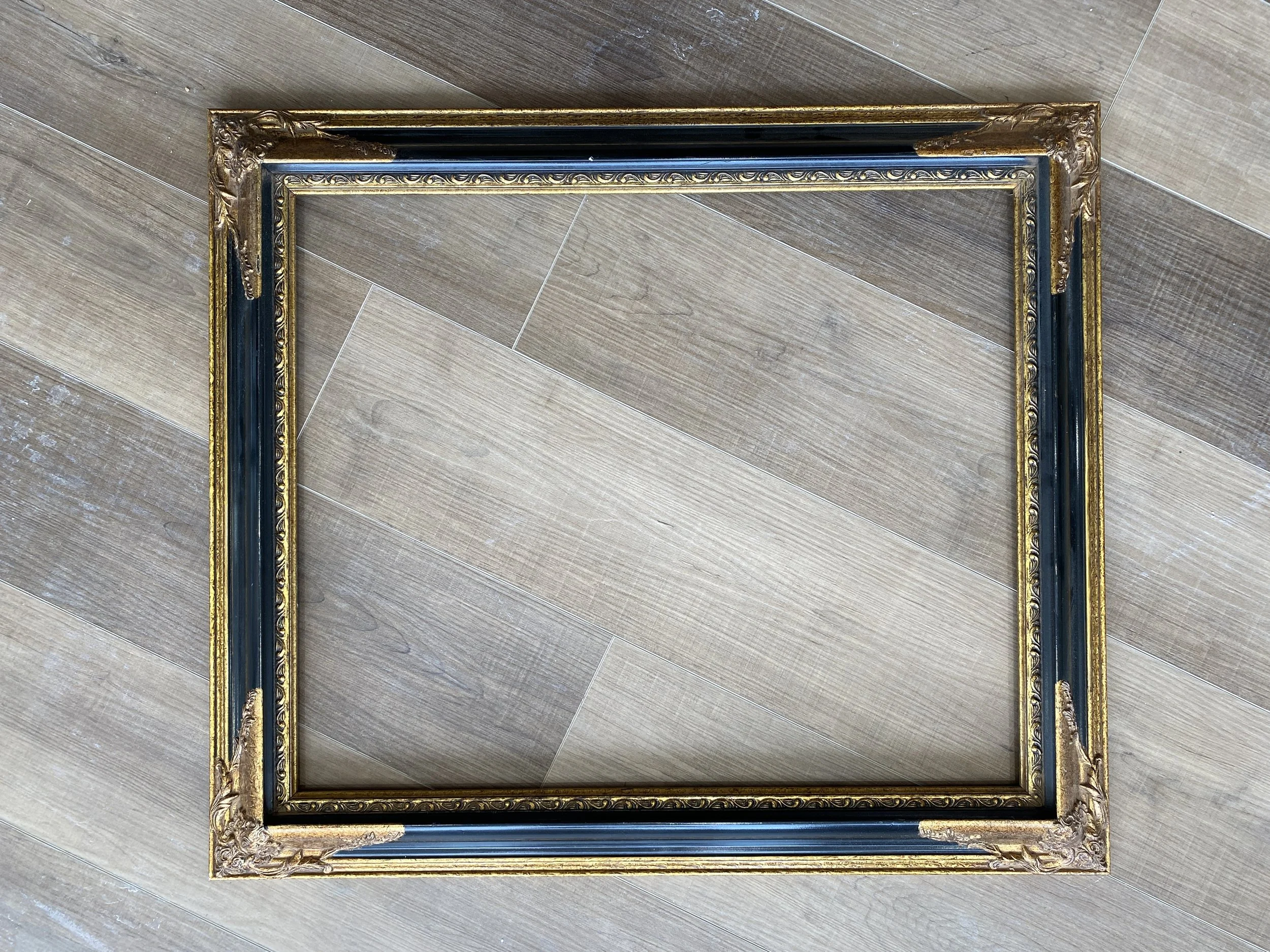 Antique Art Nouveau "Liam" Black and Gold Trim Frame