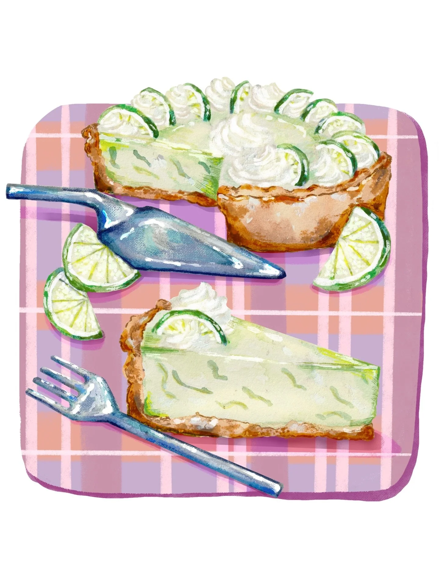 KEY LIME PIE 🍋&zwj;🟩 
Bringing my love of baking and art together. Might be a series ❔

#artist #art #illustrator #illustration #baking #fyp