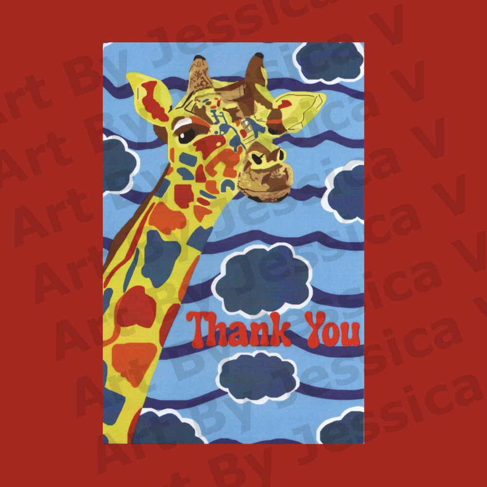 Giraffe 70s Thank You Card
