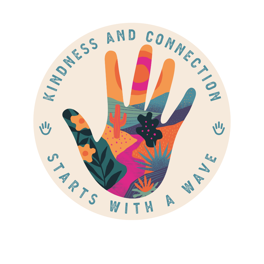 Kindness and connection starts with a wave - we wave sticker