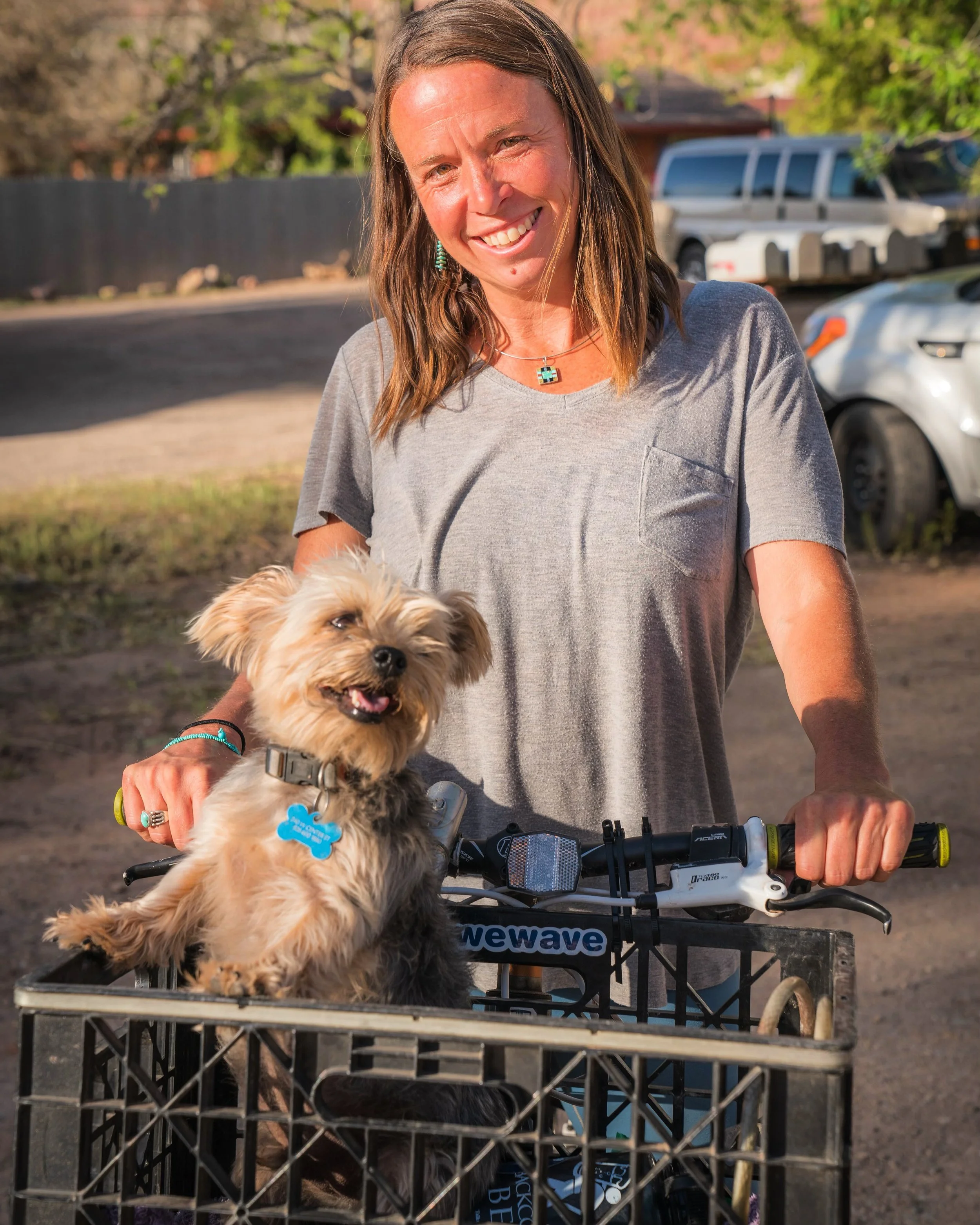 Emily thompson and her dog Wally in Moab, Utah