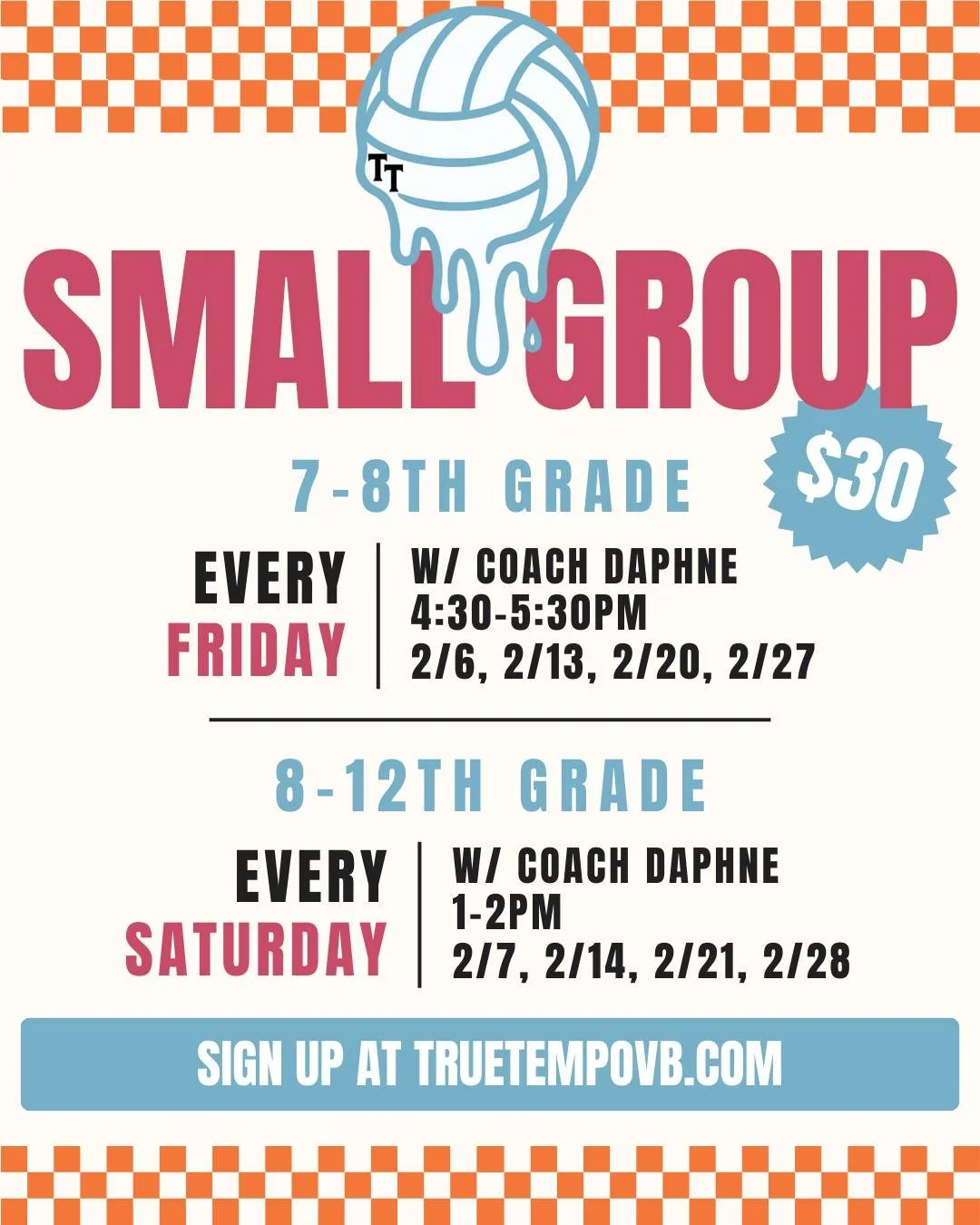 SMALL GROUPS are LIVE and Coach Daphne is bringing the heat. 🔥🏐

If you want high-rep training, real feedback, and intentional work in a focused setting, this is it. Coach Daphne brings serious experience, sharp eyes, and a no-wasted-reps approach 