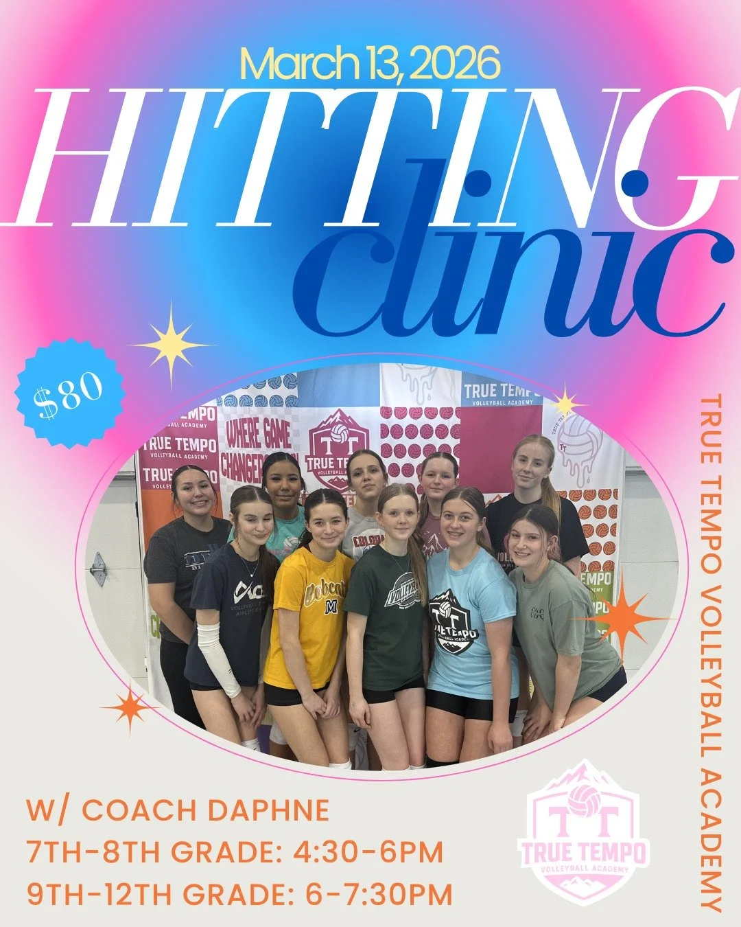 FRIDAY THE 13TH&hellip; but make it lethal from the pin.

HITTING CLINIC
March 13, 2026
$80 with Coach Daphne

7&ndash;8th Grade, 4:30&ndash;6PM
9&ndash;12th Grade, 6&ndash;7:30PM

We are breaking down approach tempo, arm speed, vision, and decision 