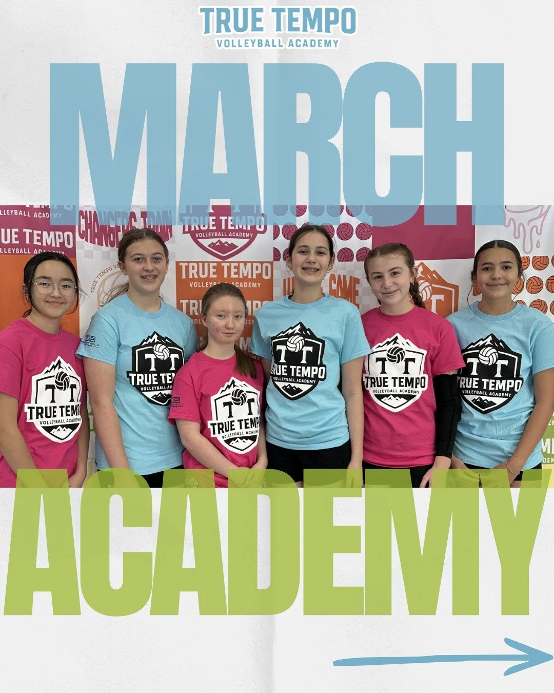 MARCH ACADEMY IS HERE! 🏐

Join Coach Daisy and Coach Maddie for a fun-packed March! Academy is a fantastic solution to those not participating in club this year, or for those wanting post-tournament touches!

Sign up at truetempovb.com, we'll see yo