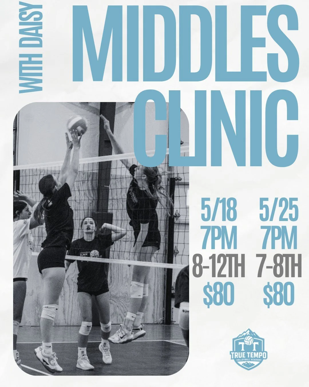 Middle blockers, this one is for you. Coach Daisy is running two sessions this month built specifically for the position that controls the middle of the court. 🏐

Timing, footwork, transition, and confidence at the net. Come get better at the positi