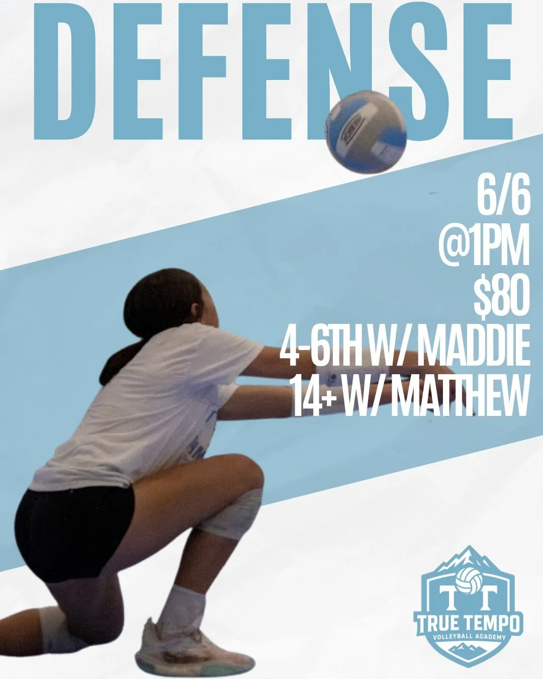 Defense wins. 🏐

This clinic is dedicated to the defensive side of the ball. Whether your athlete is just learning the basics or looking to sharpen their game, this is a great opportunity to get focused reps with great coaching.

4-6th Grade with Co