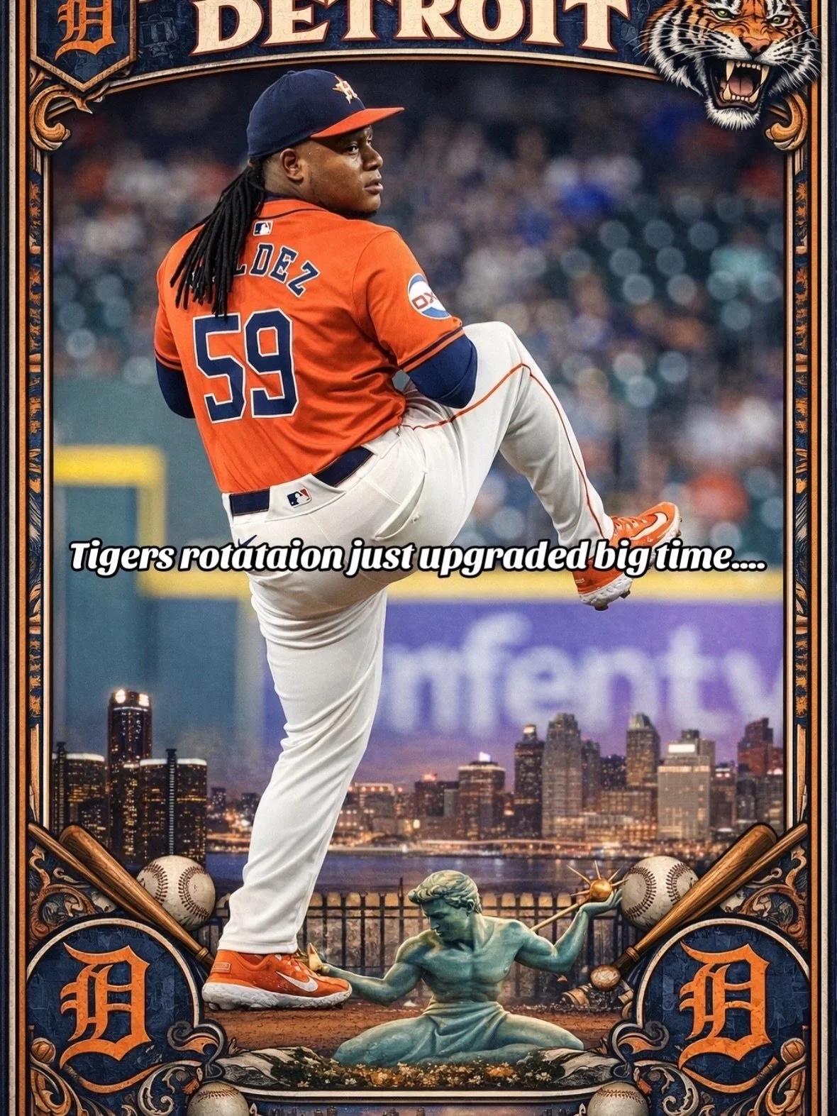 Well the Tigers Offseason is in full effect&hellip; 🙌🔥

You&rsquo;ve got Tarik Skubal the 2&times; Cy Young winner, back-to-back years, and now he&rsquo;s got back up:

🦾 Framber Valdez
A proven postseason arm. Ground-ball machine. Built for Octob