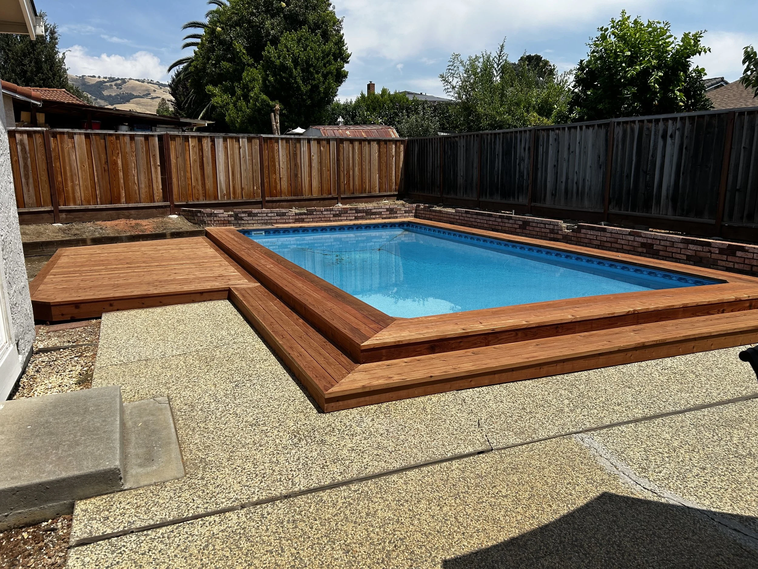 redwood deck for pool