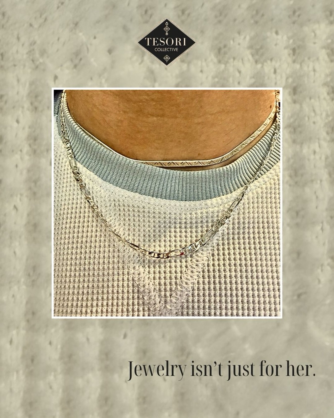 Simple. Clean. Effortless. Jewelry looks good on him, too. 
#TesoriCollective #MensStyleEdit #EverydayChains #JewelryForHim #StyledByTesori