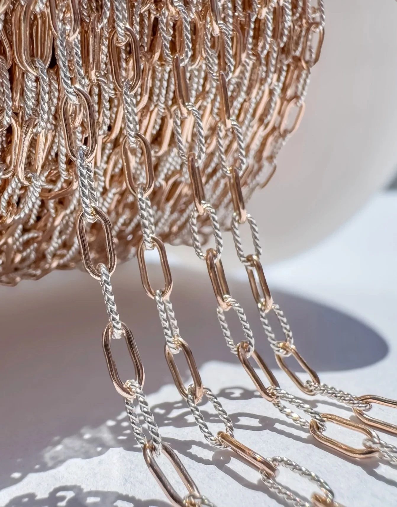 Calling all rose‑gold fans &mdash; your new obsession just dropped. Our most‑loved mixed‑metal chain (the gold + silver bestseller everyone reaches for) officially has her rose‑gold sister, and she&rsquo;s already stealing hearts. A few have been spo