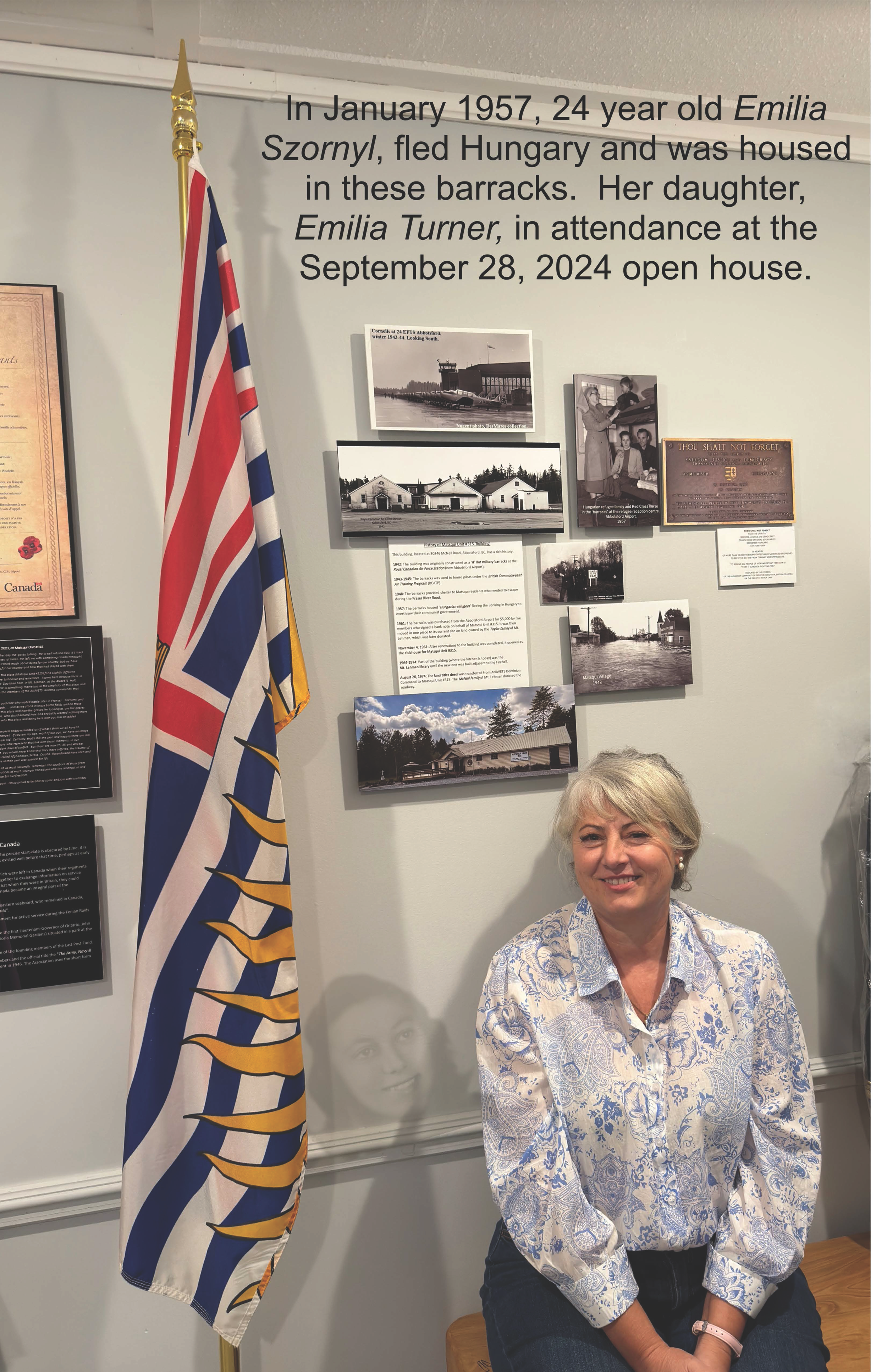 Emilia Turner, daughter of Emilia Szornyi, visiting Matsqui Unit #315, at the first open house.  Her mother resided in the building in 1957..