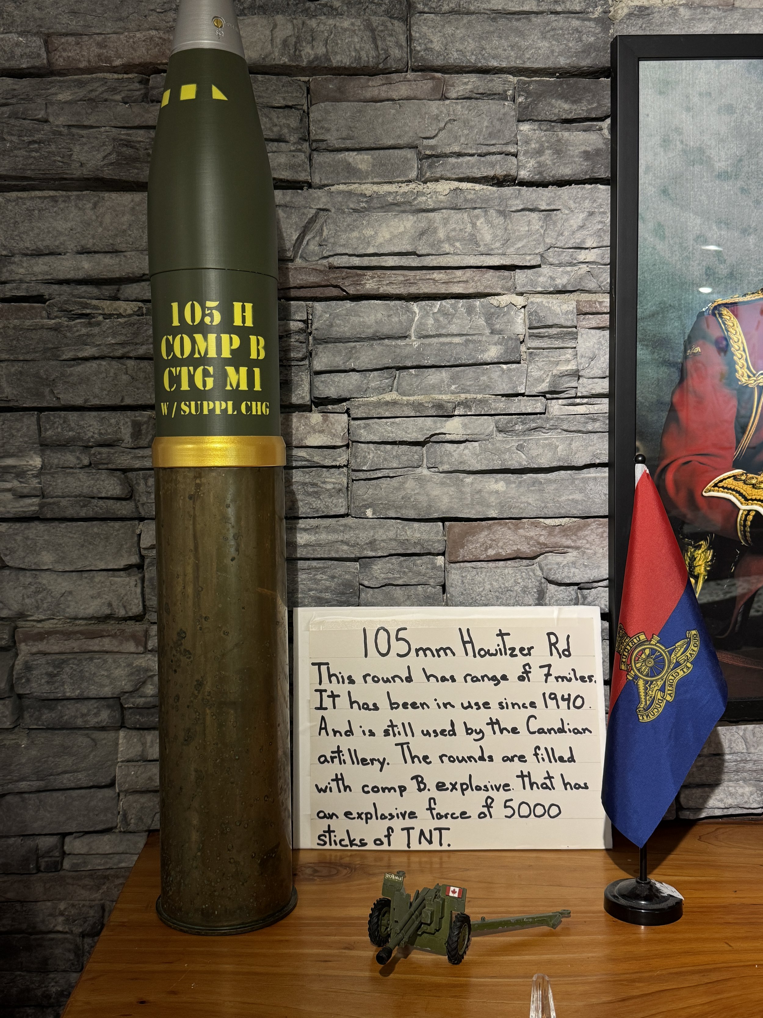 105 mm Artillery shell. Display courtesy of Don Christink.