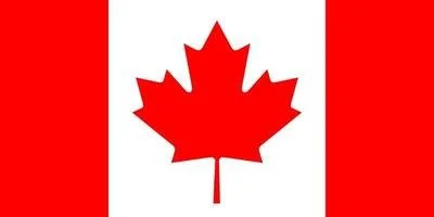 Canadian flag with a red maple leaf in the center on a white background, bordered by red vertical stripes.