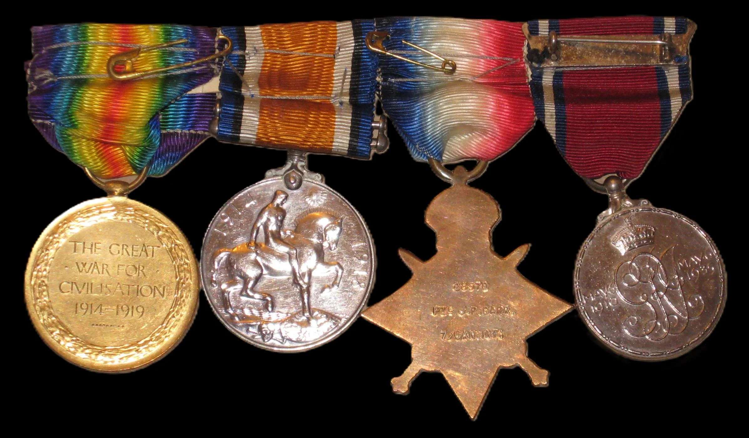 Back side of medals.