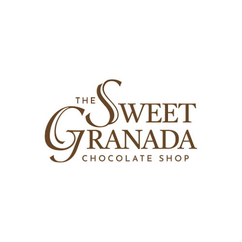 Logo of The Sweet Granada Chocolate Shop with stylized text and a cocoa bean design