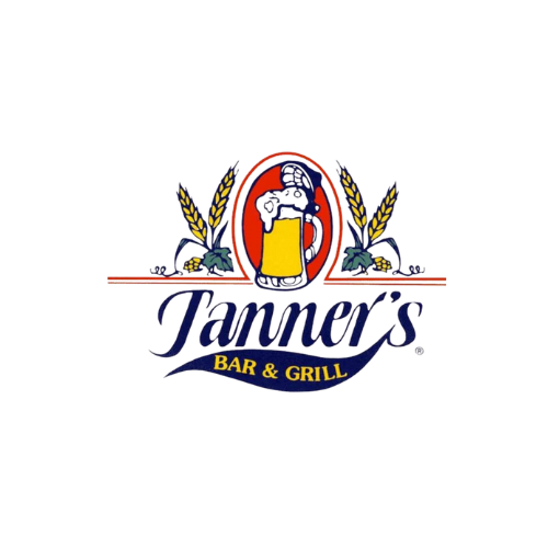 Logo for Tanner's Bar & Grill featuring a beer mug with foam, surrounded by wheat stalks.
