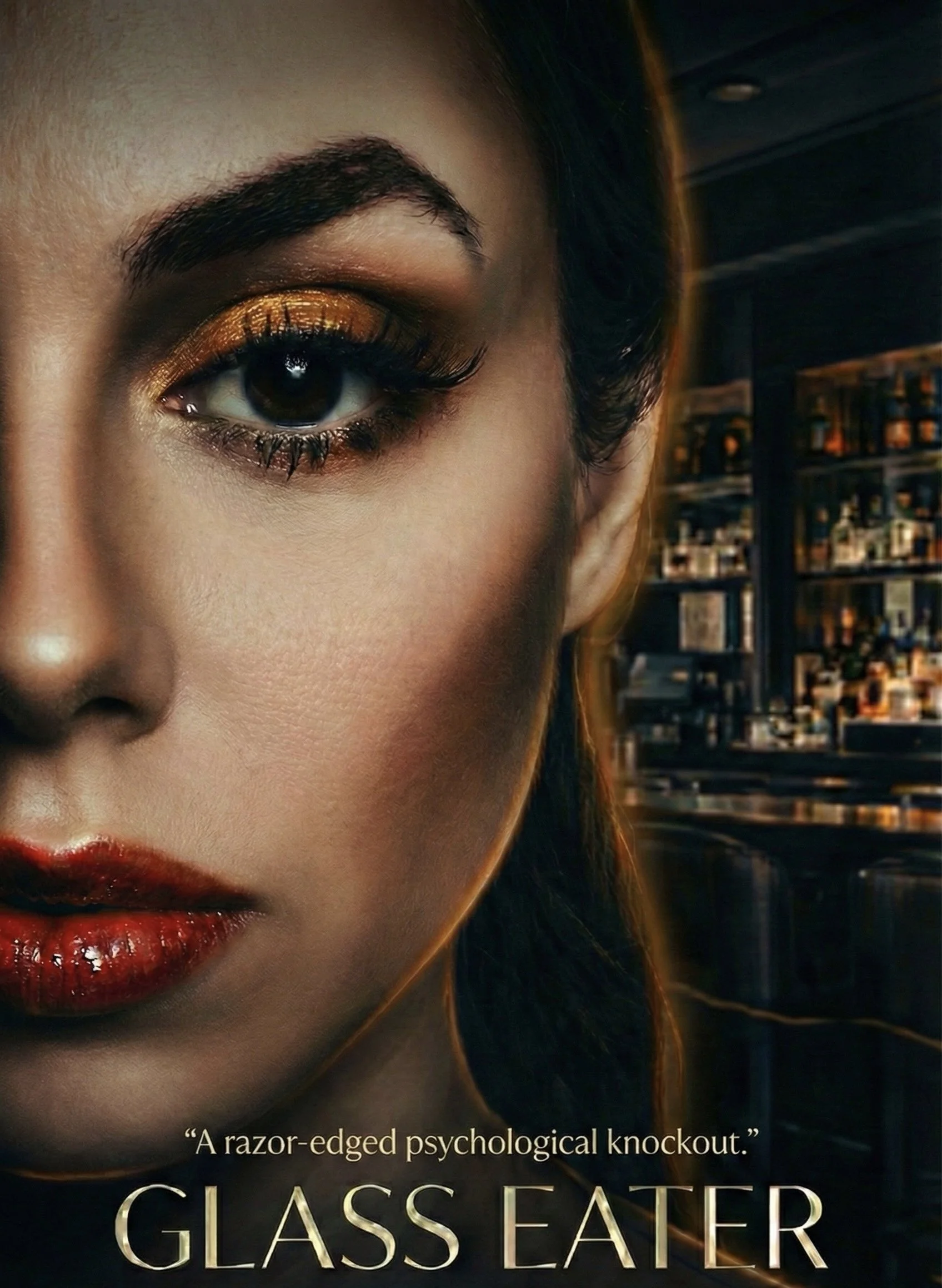 Cassidy Reyes as Saphina Drex on the Glass Eater poster — prestige psychological thriller feature film lead.