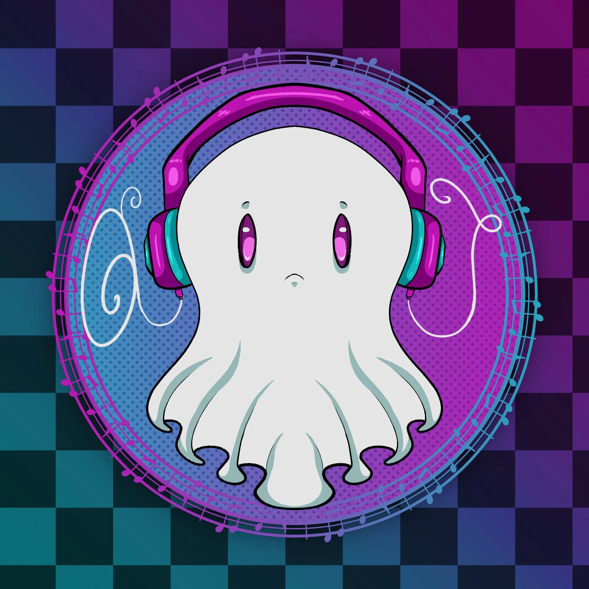 Icon of the Art Tunes ghost, listening to jams.