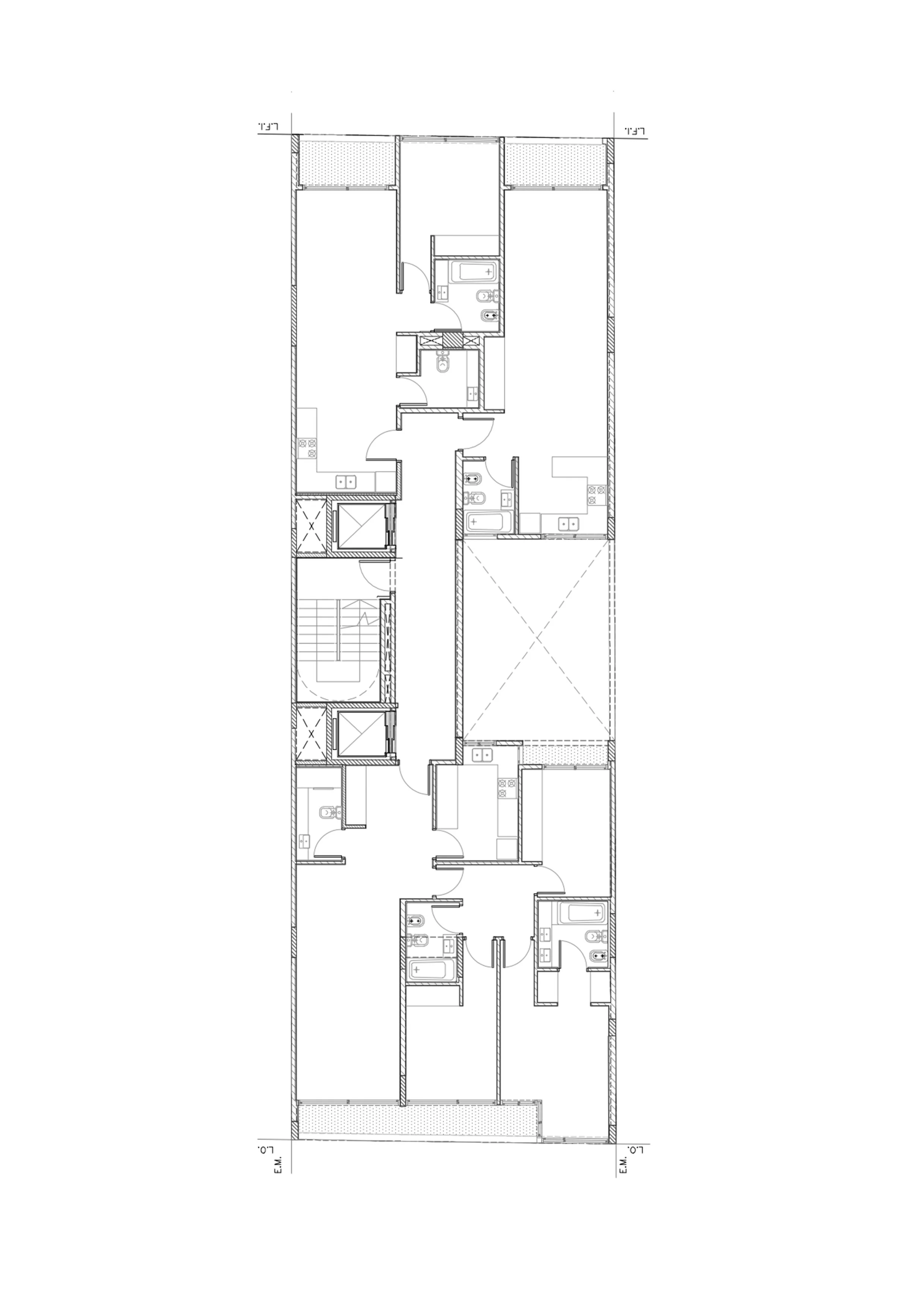 OBRA HMC / proyecto construido / 
categoría: residencial / edificio de viviendas en altura / 2755 m2 / planta tipo / Locación: Almagro, Buenos Aires.