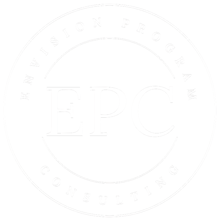 Black circular logo with white text reading "EPC" in the center and "Envision Program Consulting" around the outer edge.