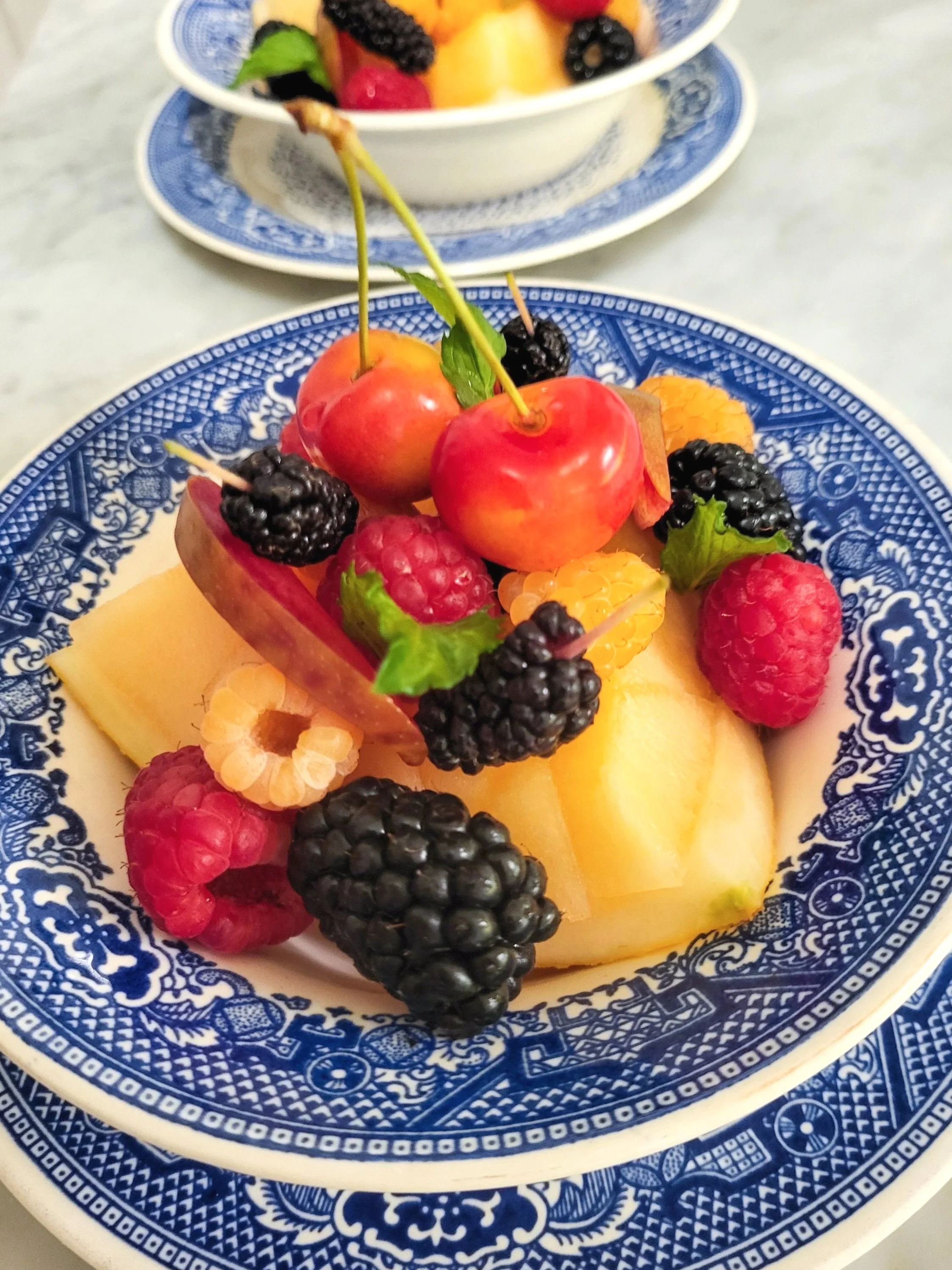 Locally-sourced fresh fruit served as one of the gourmet breakfast courses.