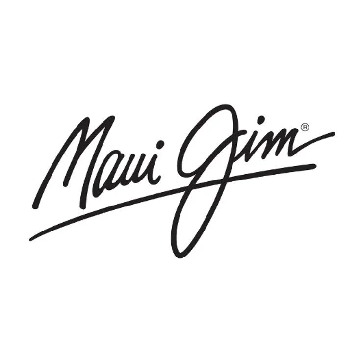 Signature stylisée avec le texte "Maui Jim" en noir sur fond blanc.