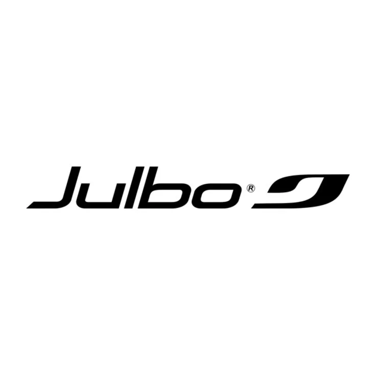 Logo de la marque Julbo avec un design stylisé en noir et blanc.
