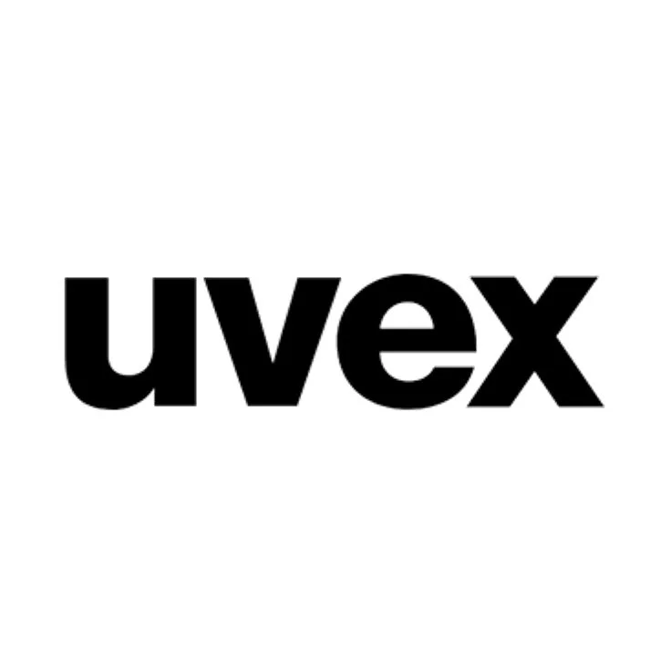 Logo simple avec le mot 'uvex' en lettres noires sur fond blanc.