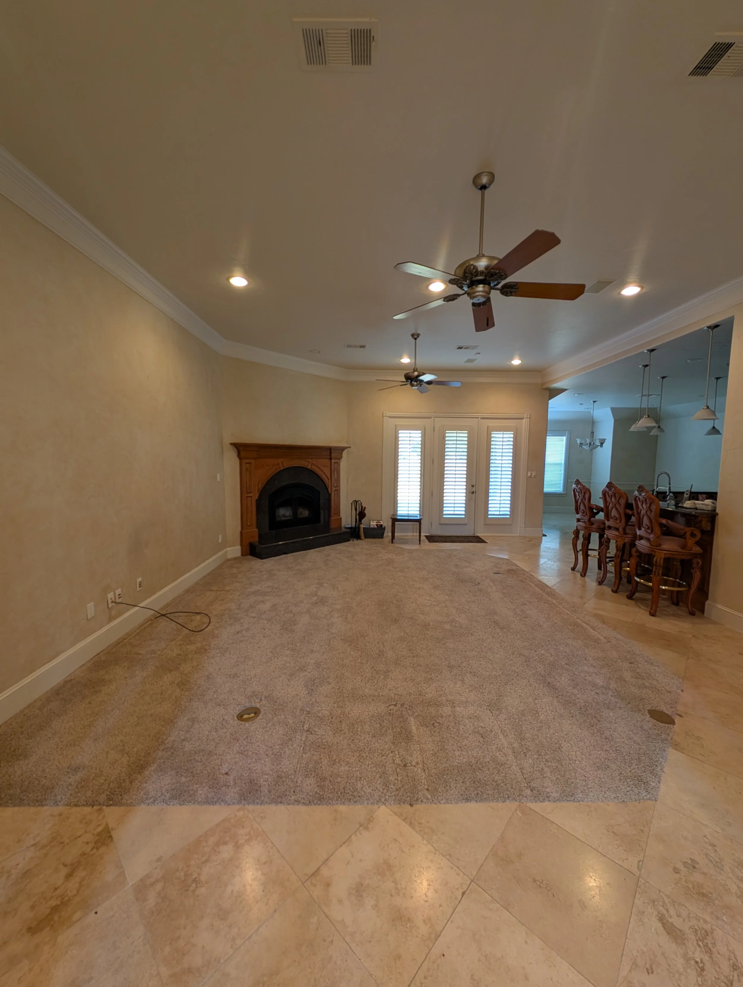Interior Painting of living room in Shady Shores, TX - before
