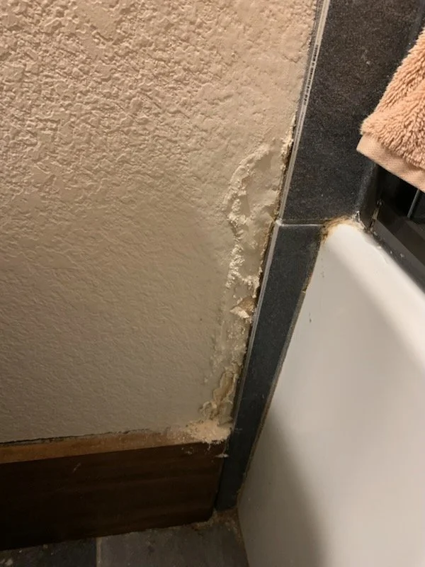 Drywall repair in bathroom in Collinsville, TX - before