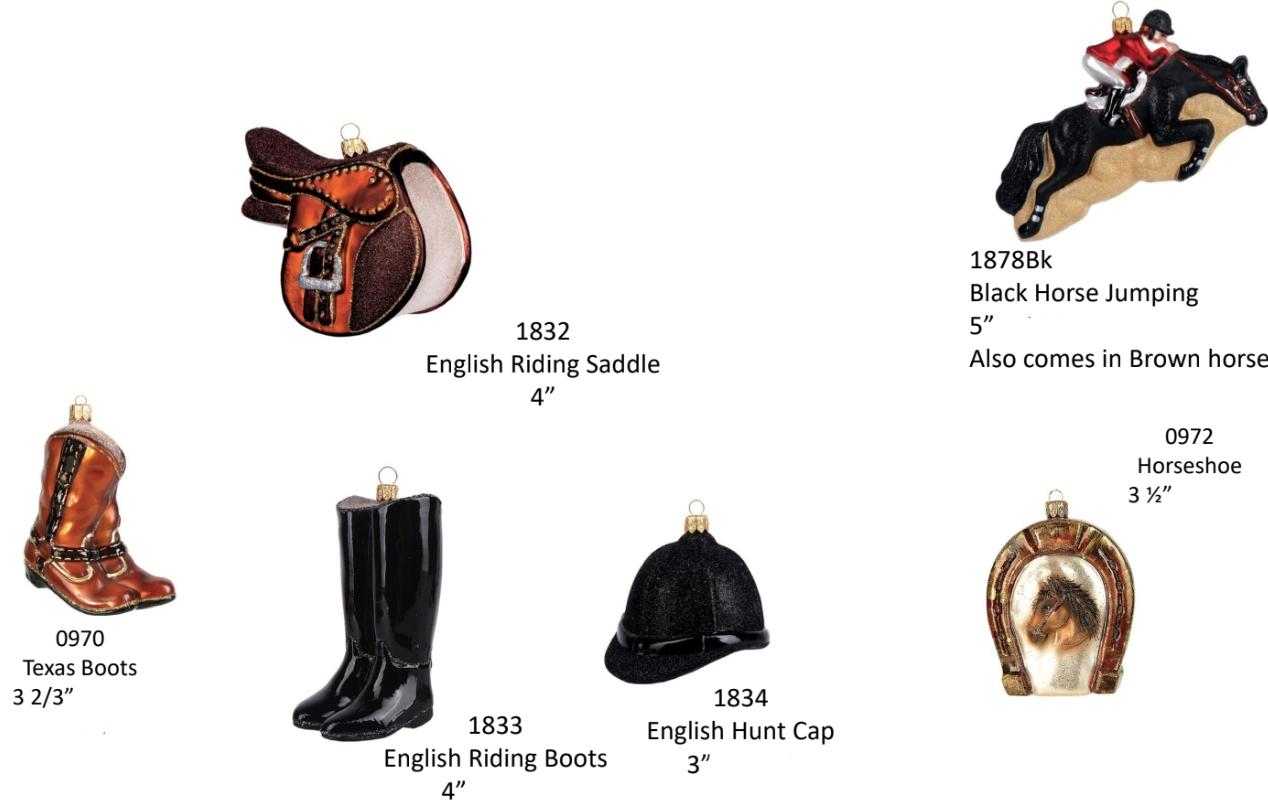 Equestrian - Glass Holiday Ornaments