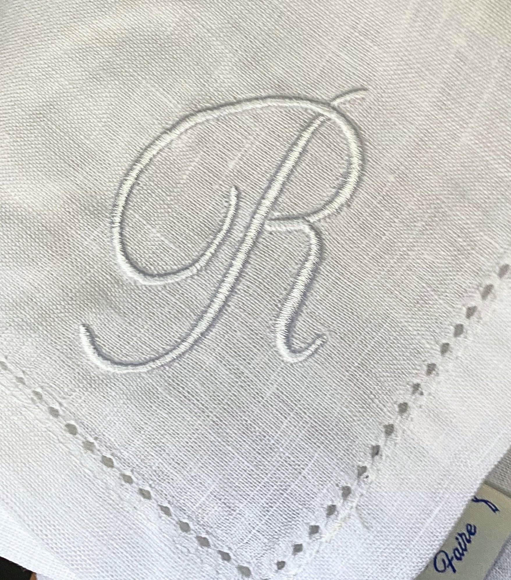 Linen Initial Monogrammed Napkin with Letter R