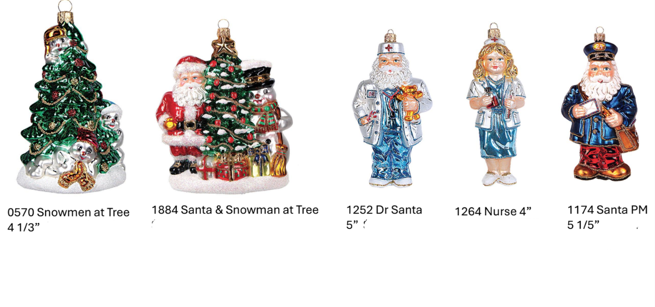 Stanta and Snowmen 1 - Glass Holiday ornaments