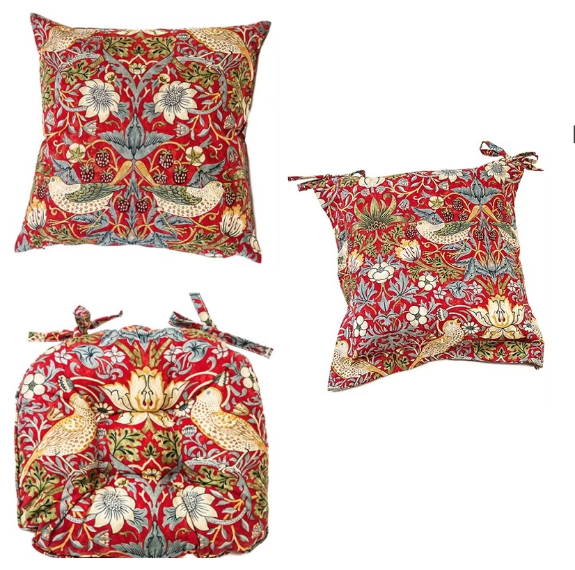 Le Château Fine Linens x William Morris - Strawberry Thief Red