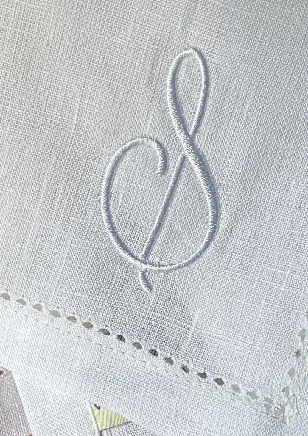Linen Initial Monogrammed Napkin with Letter S