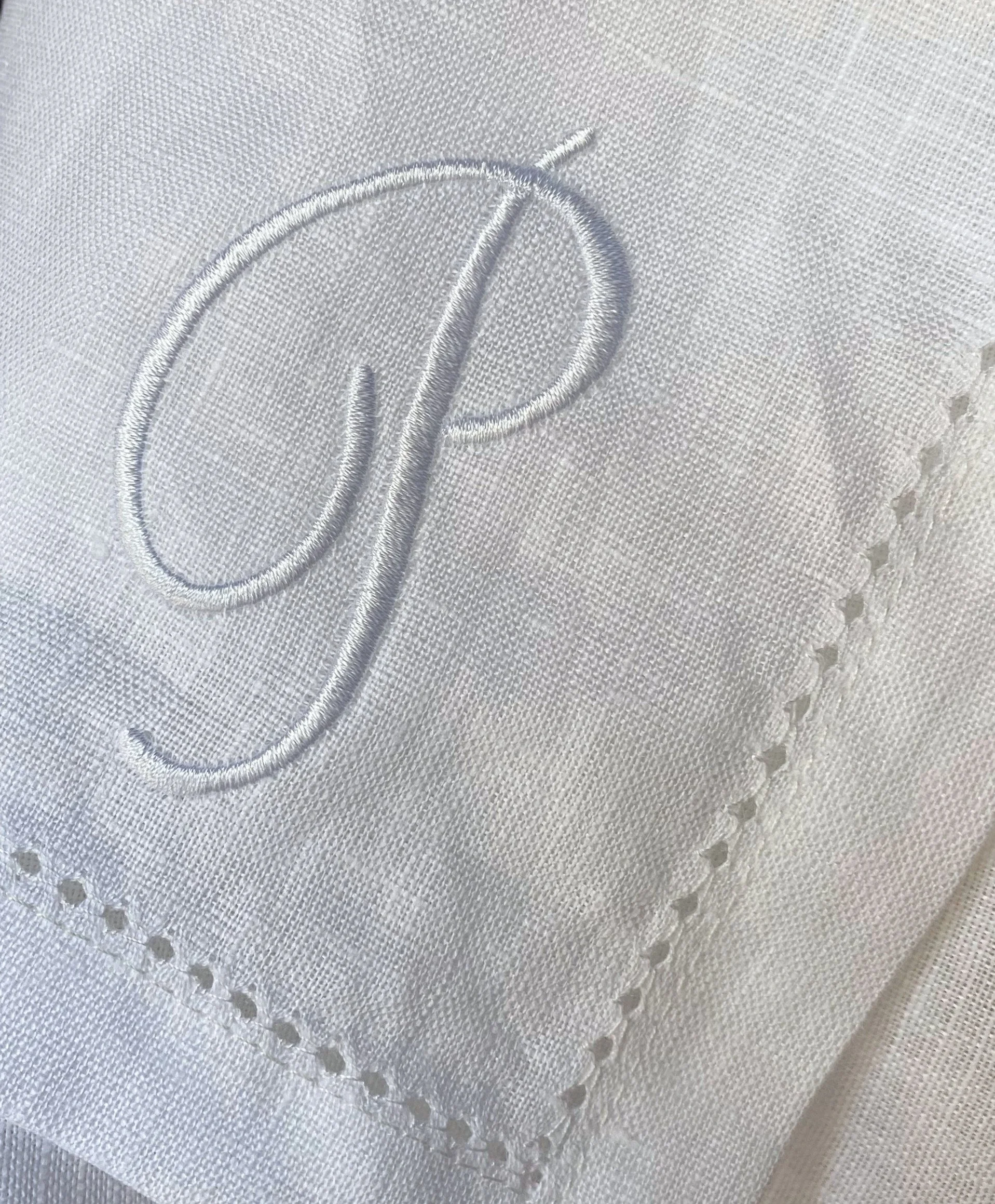 Linen Initial Monogrammed Napkin with Letter P