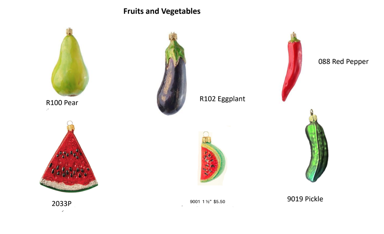 Fruits and Vegetables 2 - Glass Holiday ornaments