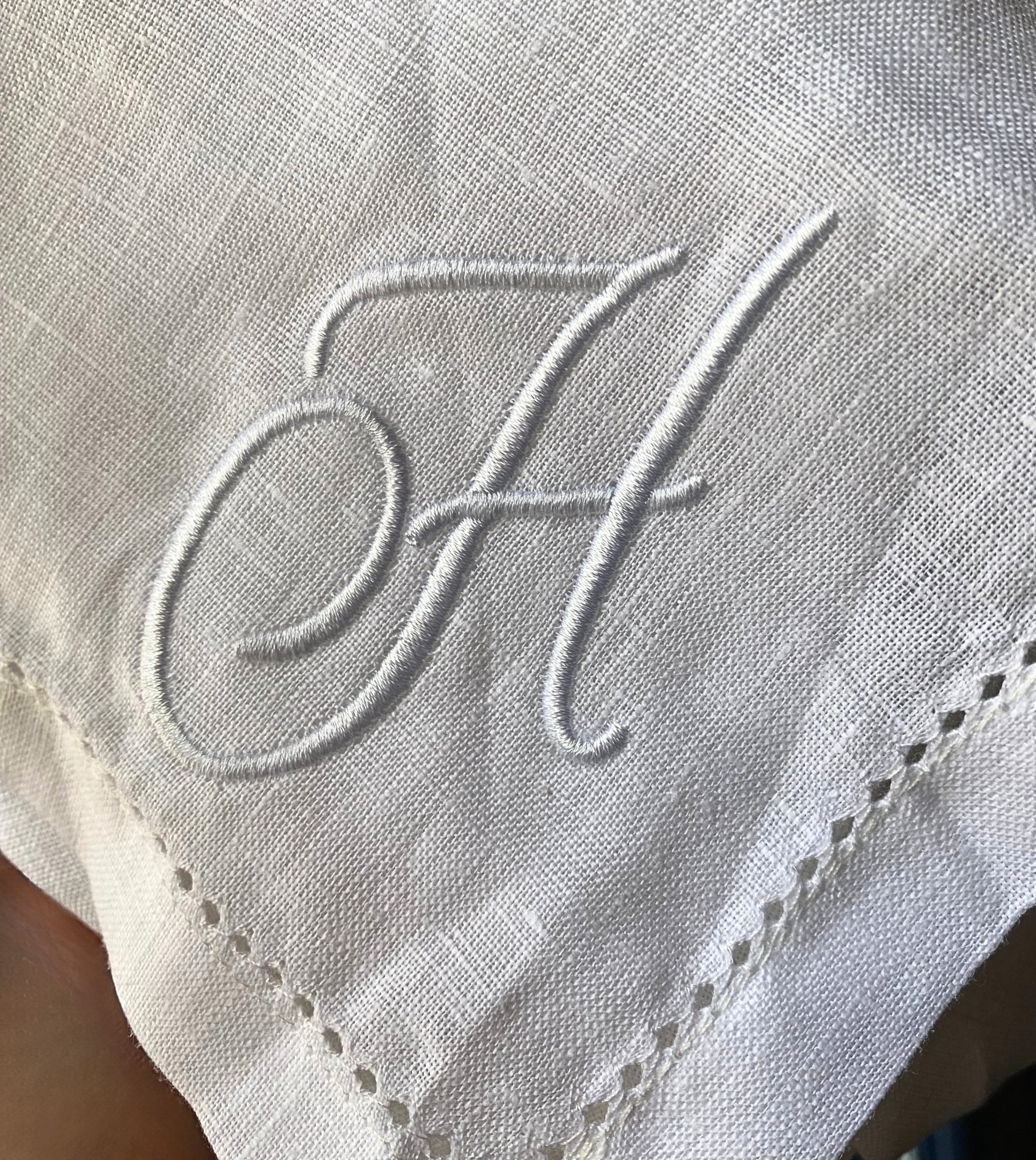 Linen Initial Monogrammed Napkin with Letter H