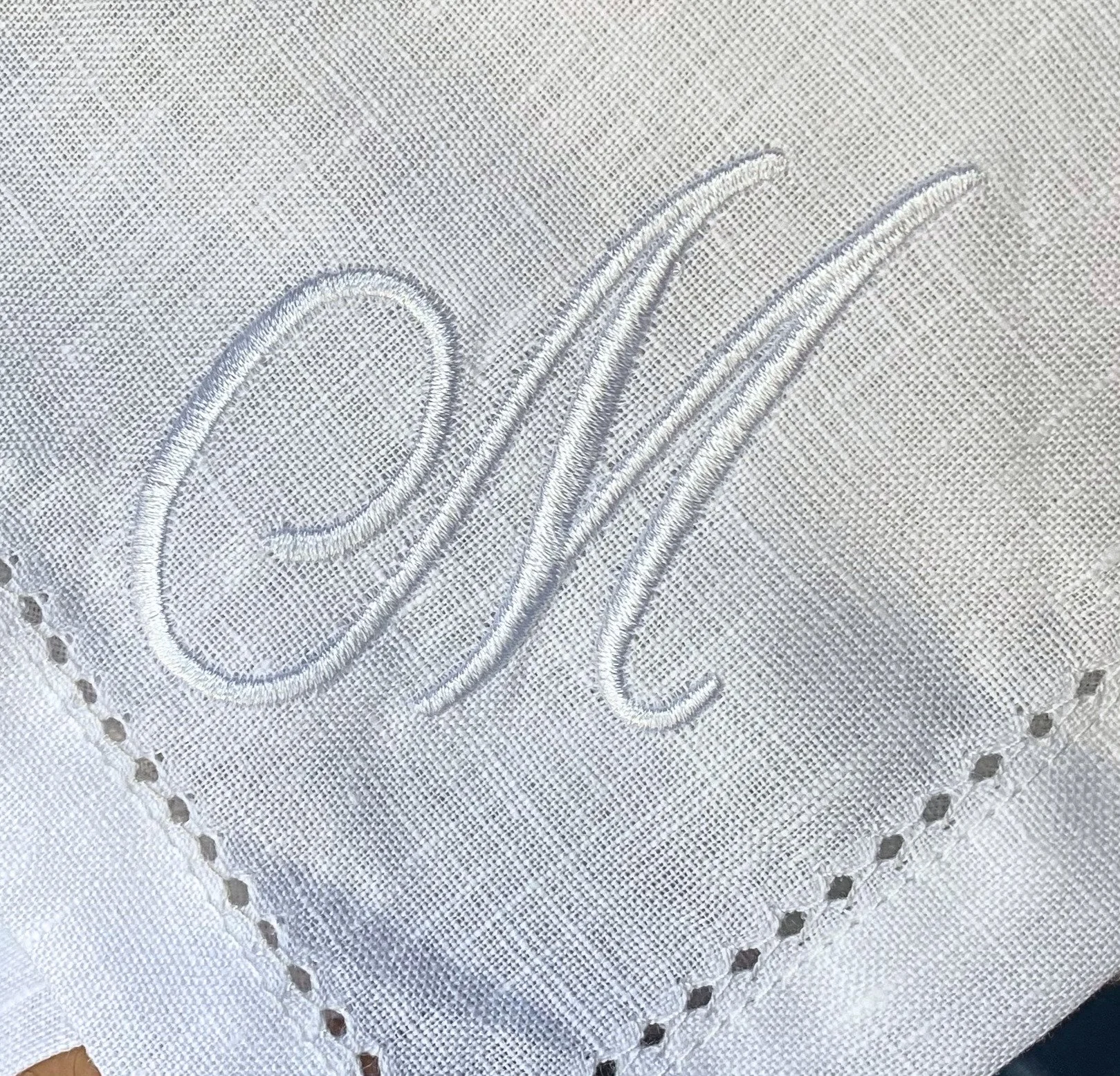Linen Initial Monogrammed Napkin with Letter M