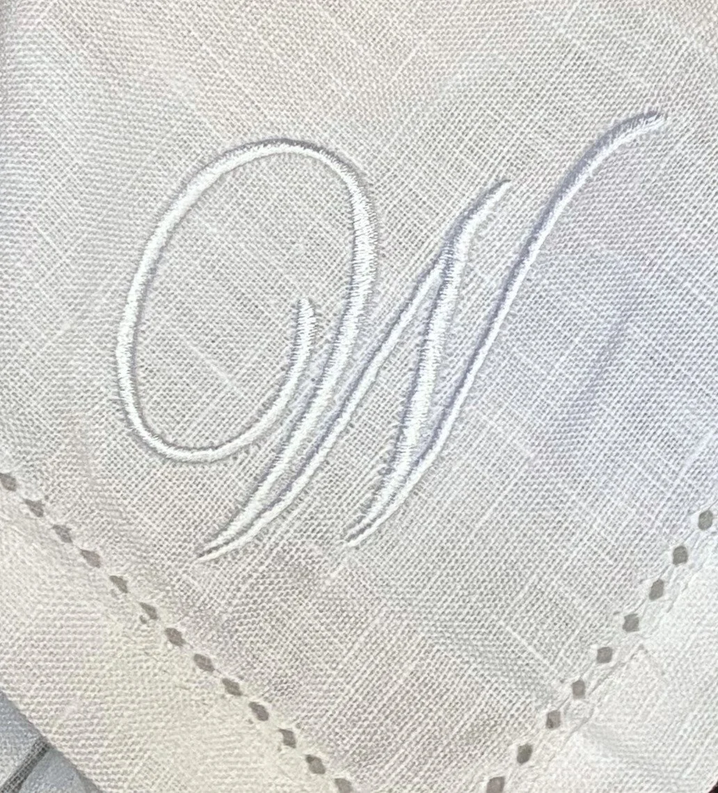 Linen Initial Monogrammed Napkin with Letter W