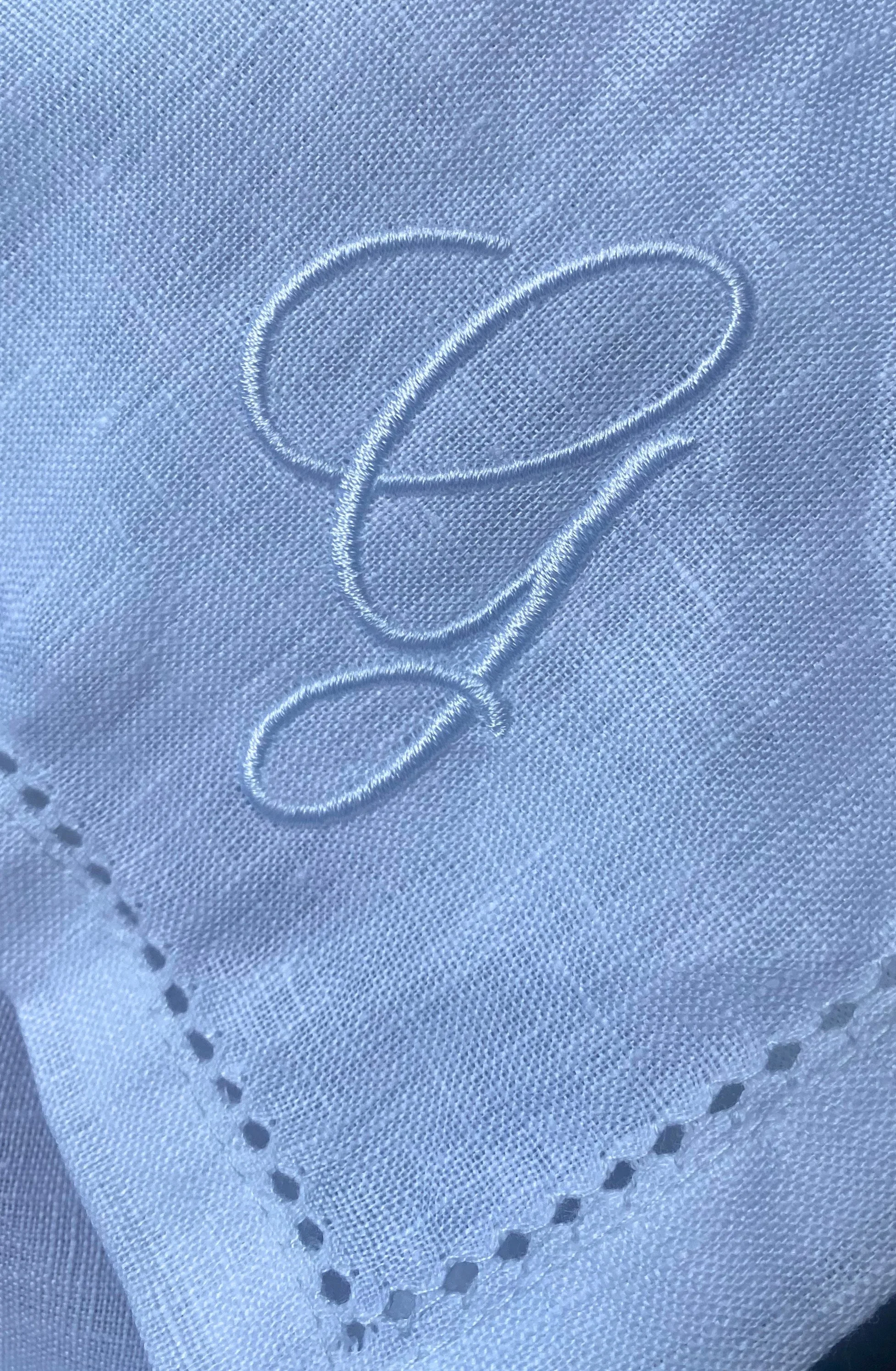 Linen Initial Monogrammed Napkin with Letter G