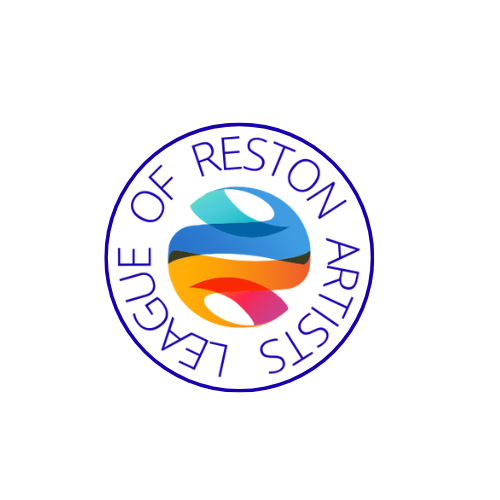 Logo of the League of Reston Artists showing colorful abstract shapes with the text 'League of Reston Artists' around the circle.