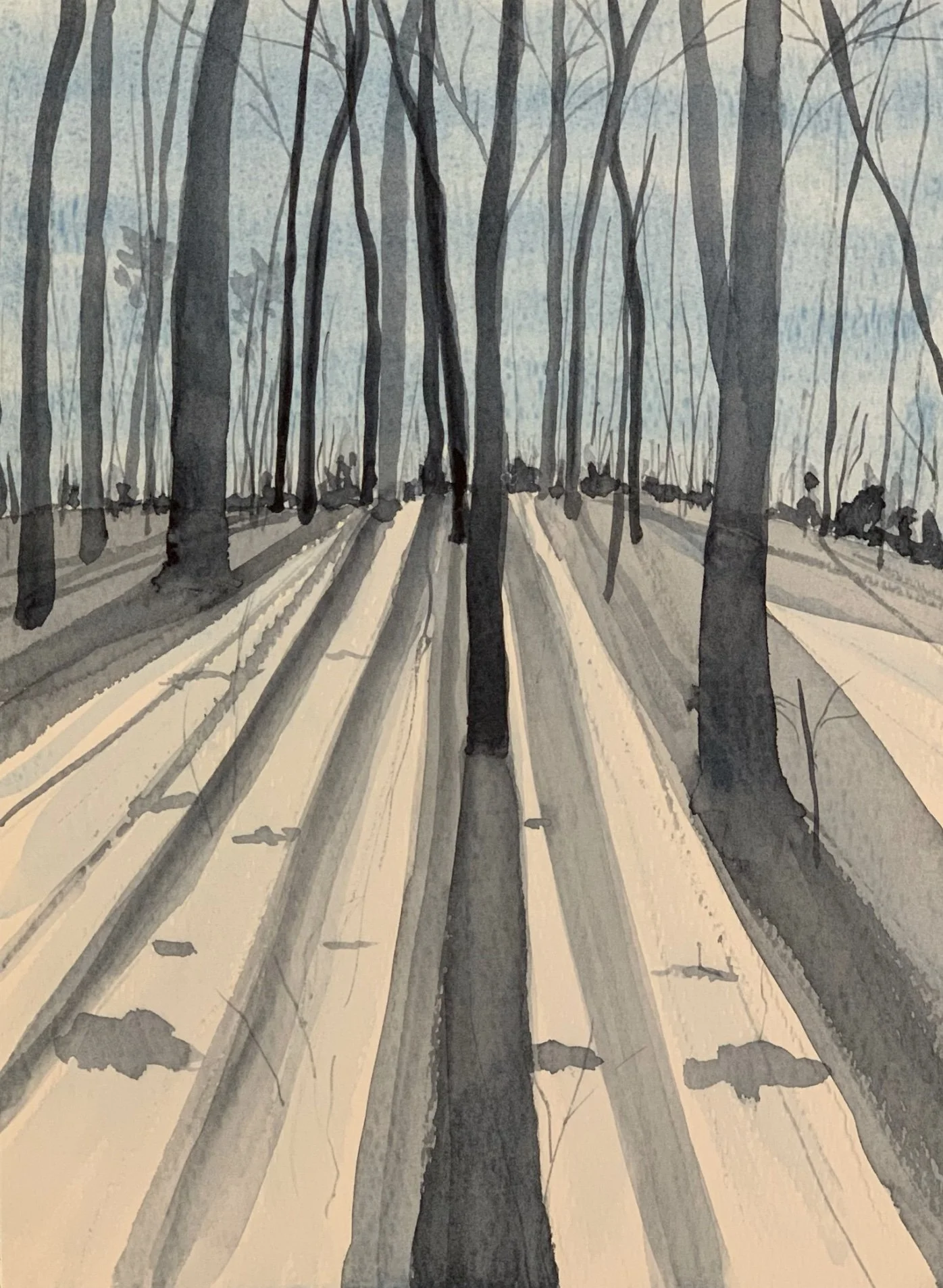 Bruce Wright; Winter Trees; Watercolor; 9x11; unframed; $200.00; Email: bikecommuter@gmail.com