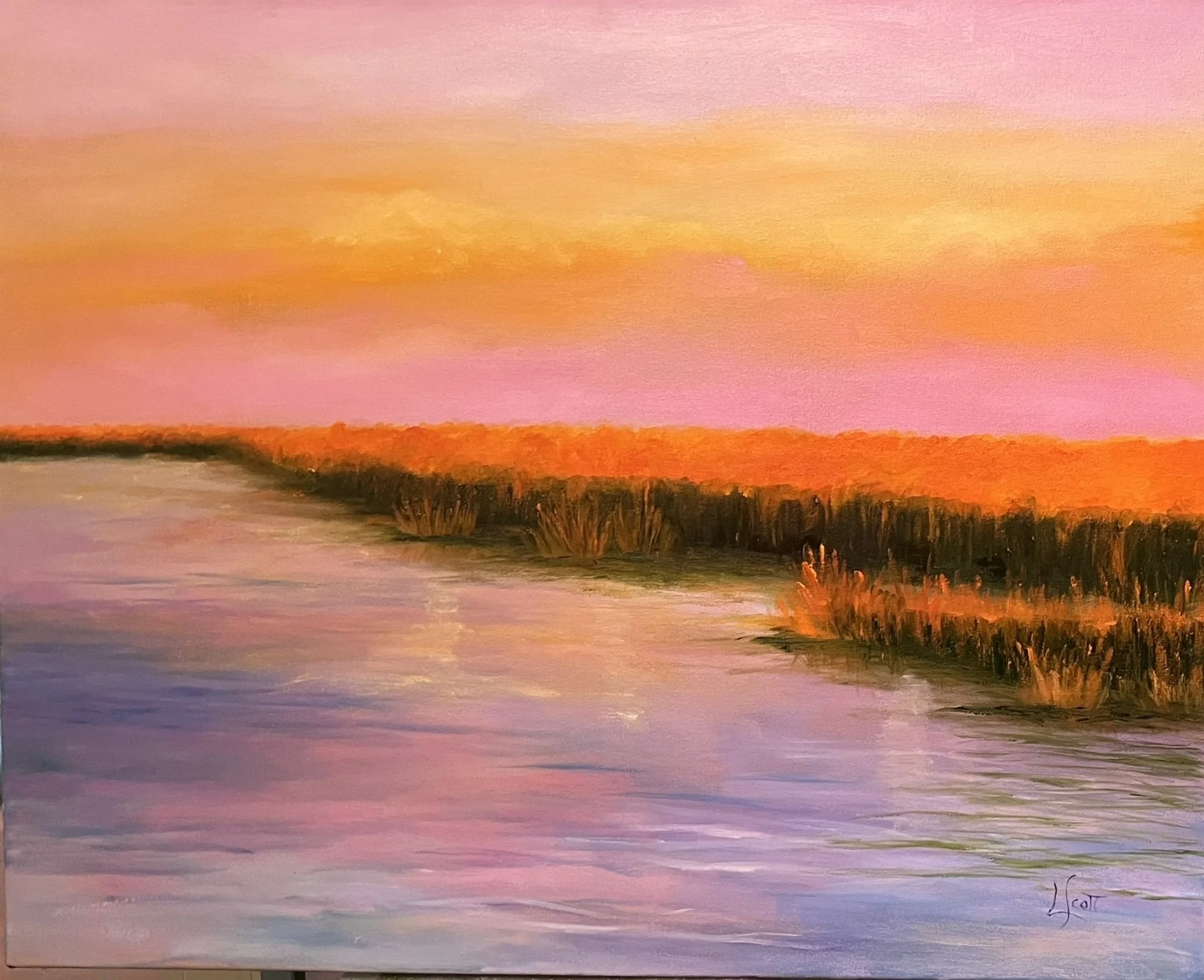 Loretta Scott; Georgia Marsh; Oil on Canvas; 24x30; Unframed; $500.00;Email: lscottreston@gmail.com