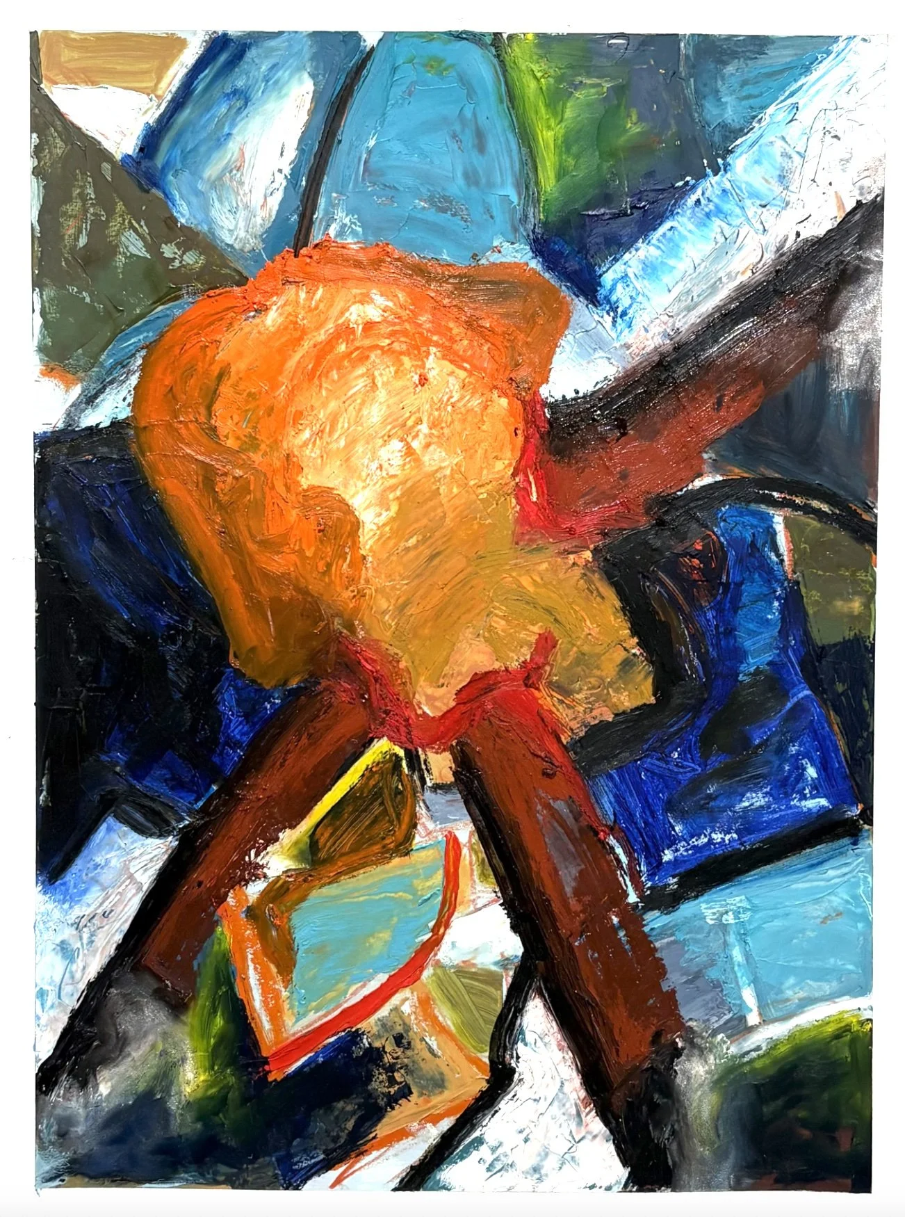 Rebecca Ogun; The Smoking Man; Acrylic, oil on paper; 18x24; Unframed; $400.00; Email: rebeccaogunart@gmail.com